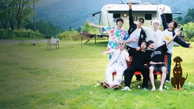 BTS на лужайке